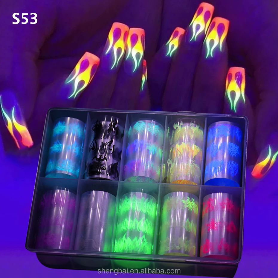 

Factory Wholesale 3D Mix Color Hollow Flame Fire Designer Nail Decoration Nail Art Transfer Foil, Colorful