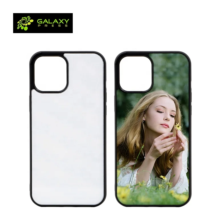 

Sublimation 2D Phone Case for Iphone 12 TPU Cover with Tempered Glass Insert, Black