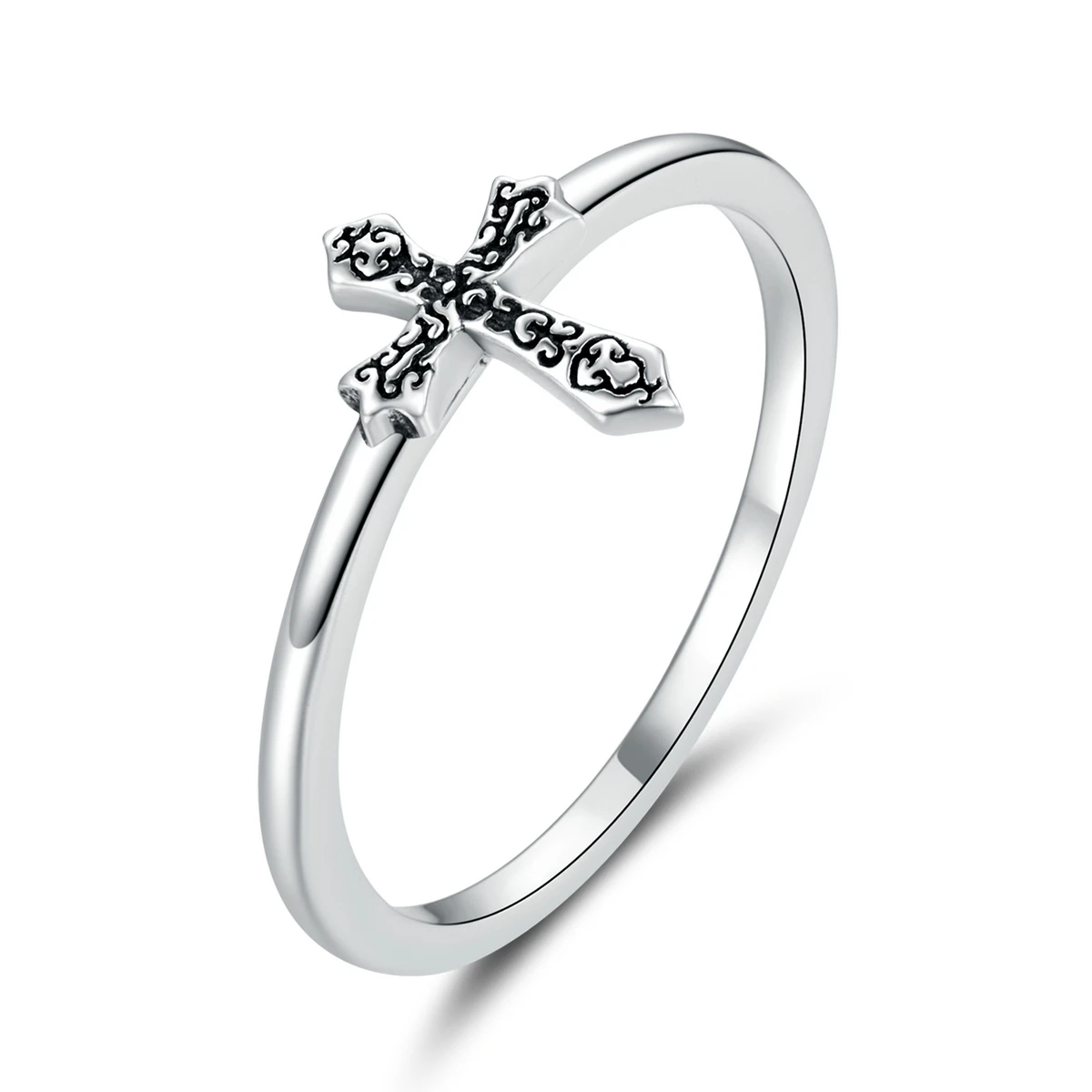 

Vintage retro stackable ring classic 925 silver vine cross ring