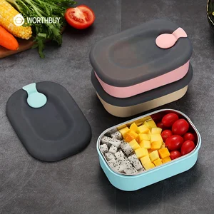 Image of WORTHBUY Children Leak-Proof Food Container Japanese Microwave Lunch Box 304 Stainless Steel Bento Box