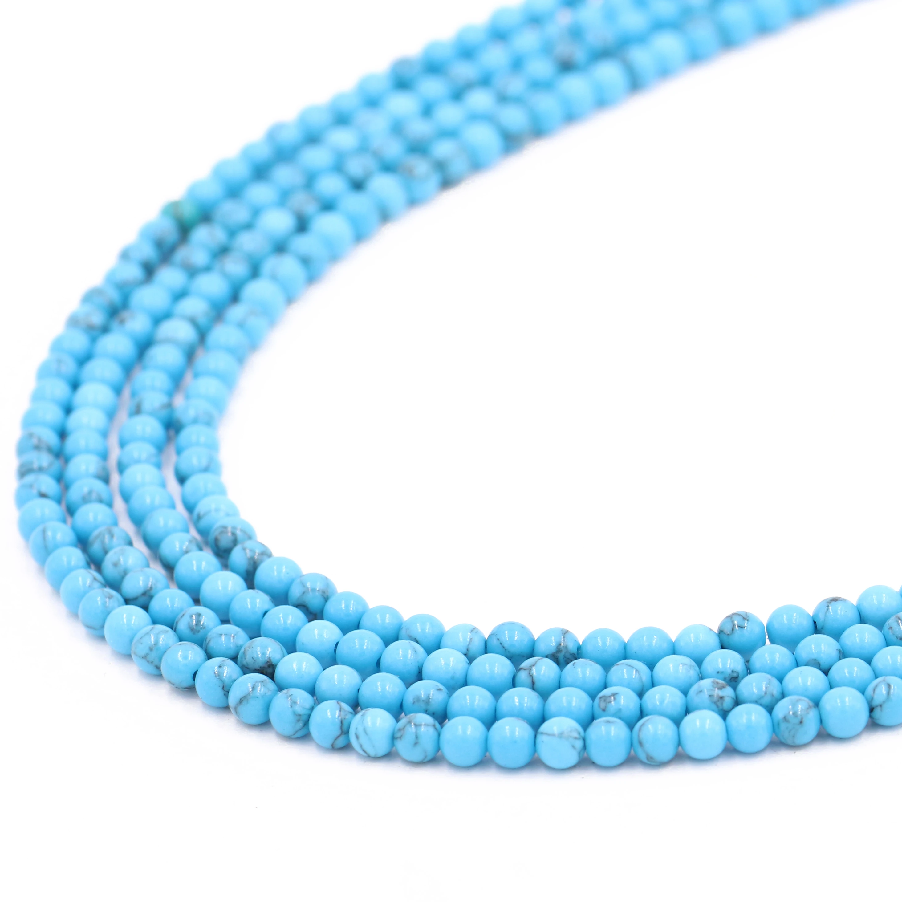 Wholesale Natural Gemstone Loose Bead Round Shape Blue Turquoise Stone for Jewelry Making