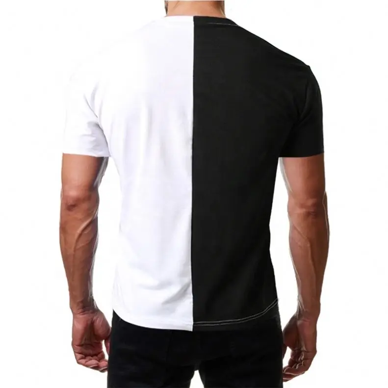 Custom Mens Split Two Tone Color Block Half Black White T Shirt Buy Color Block T Shirt Half Black Half White Shirt Two Tone T Shirt Product On Alibaba Com