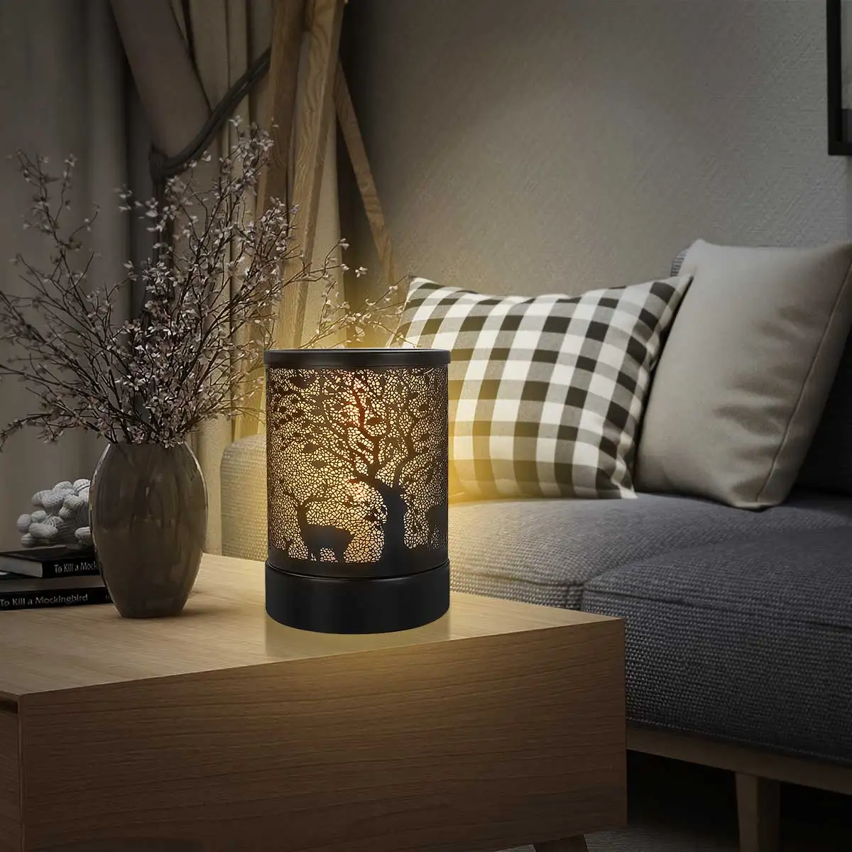 Electric Wax Melt Warmer With Timer(4 8 12h) Black Metal Forest World