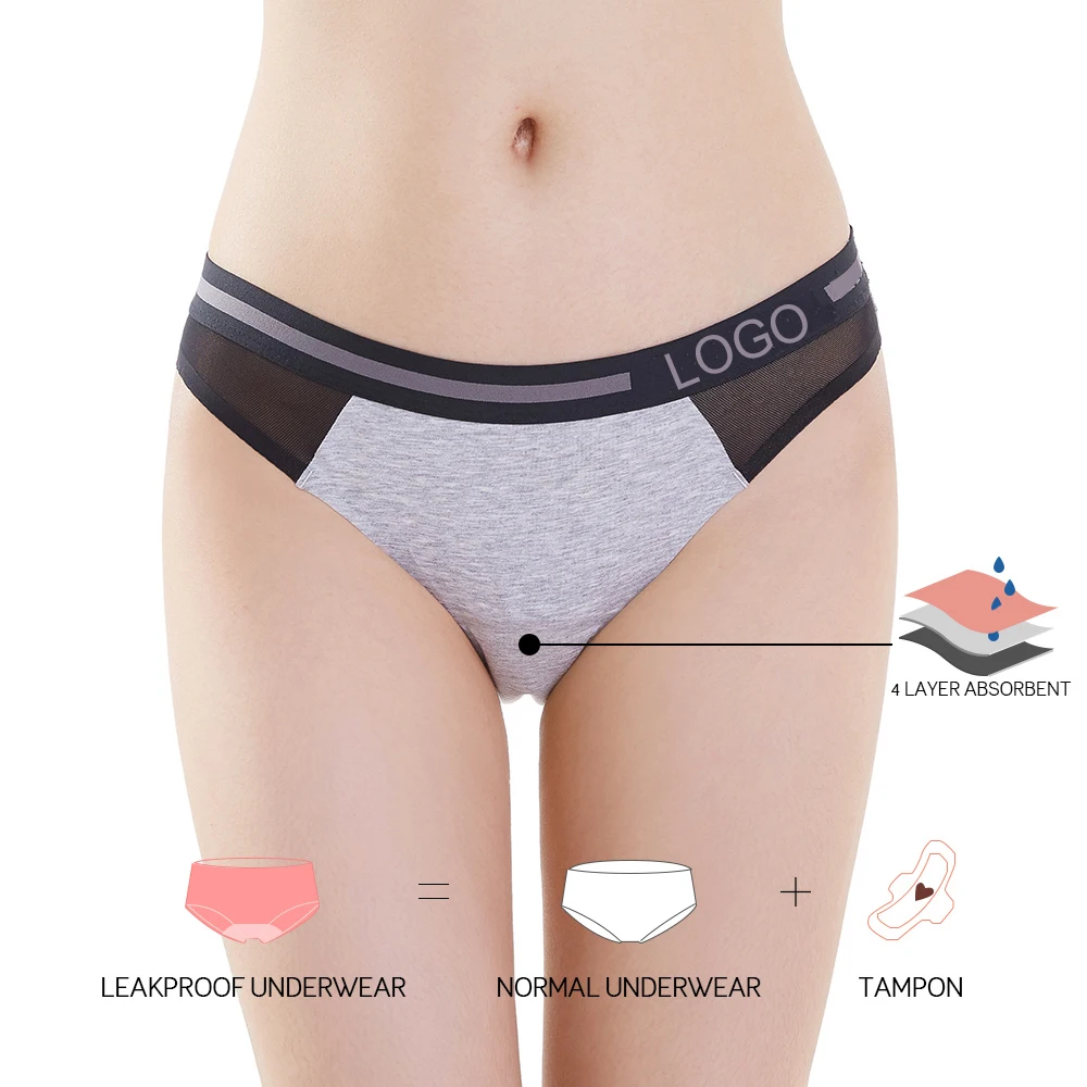 

Wholesale Leak-proof Reusable Logo Waistband Cycle Private Label Period Underwear Bamboo Women Menstrual Period Panties