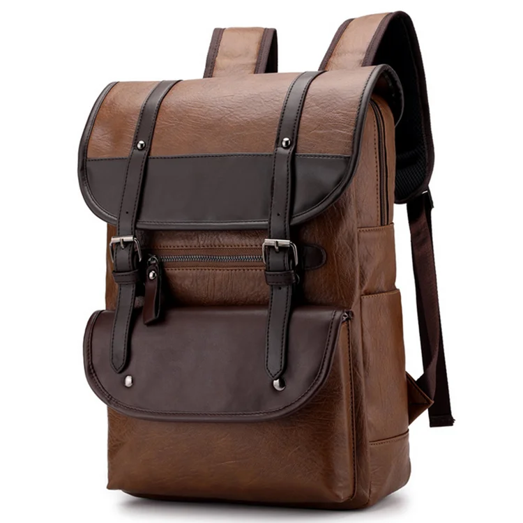 

vintage unsex women men travel cover waterproof casual custom pu leather school backpack
