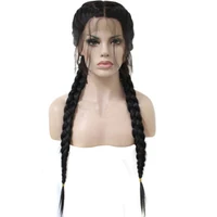 

Ainizi wholesale on time delivery 26'' natural black color synthetic braiding hair lace front wig for black women