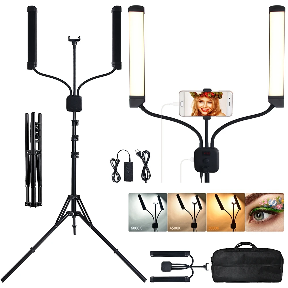 

FOSOTO FT-450 New light Double Arms led light for photography studio 224 leds 40W makeup ring light for lash youtube