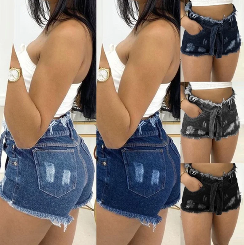 

New Fashion Amazon Hot Sale Women High-waisted Jeans Denim Shorts Girls Dress