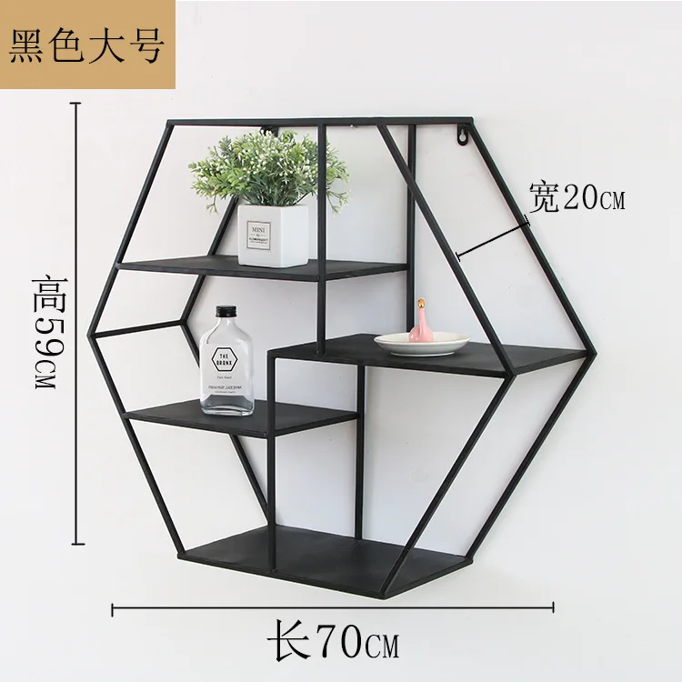Wrought Iron Home Decor Hexagon Iron Metal Hanging Rack Wall Mounted Shelves_9317449462_196307767.jpg