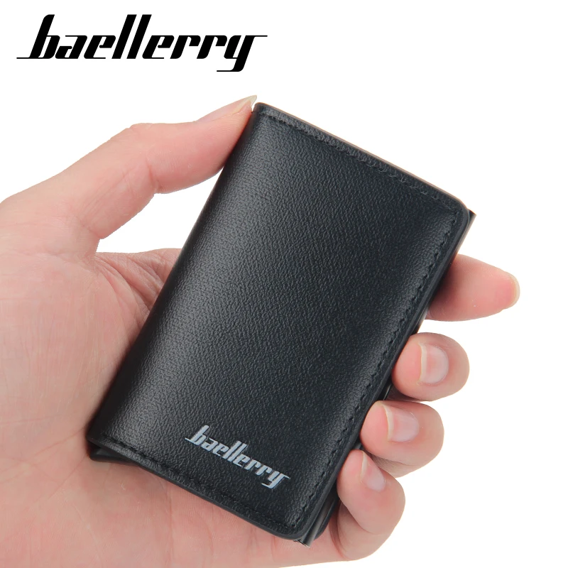

BAELLERY Wallet Carbon Card Holder Mens Fashion Engraving Wallets Magic Trifold Leather Slim Mini Card Wallet