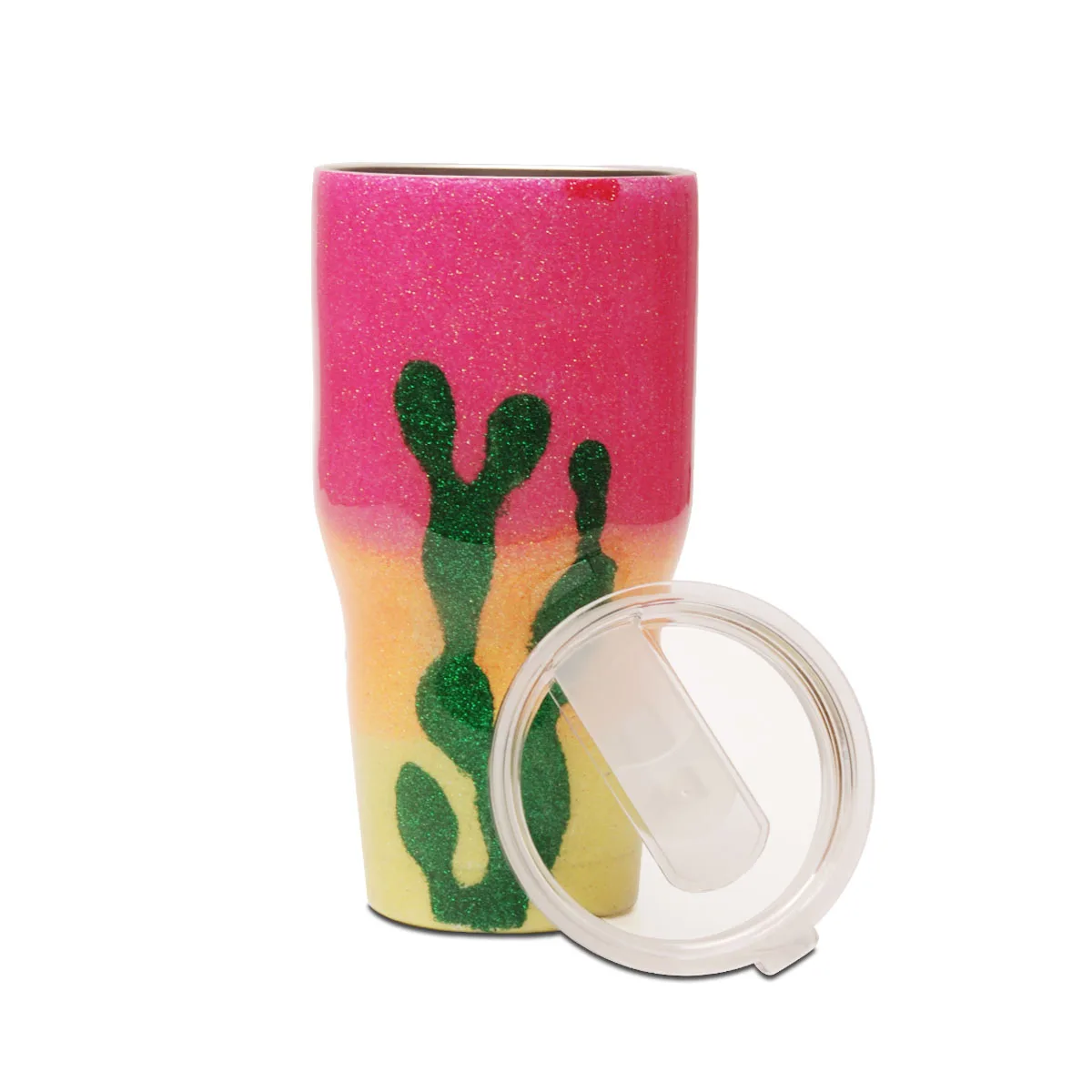 

RTS Multi Cactus 30oz Epoxy Stainless Steel Cup Double Wall Rainbow Glittery Tumbler Car Device Summer Cactus Epoxy Tumbler