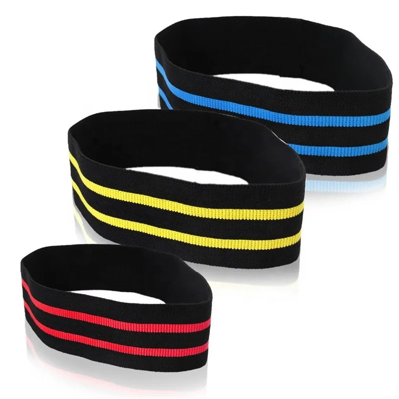 

3 Pcs Set Wholesale Hip Fabric Cotton Booty High Quality Custom Logo Training Bodybuilding Elastic Resistance Exercise Bands, Black red yellow blue or custom color