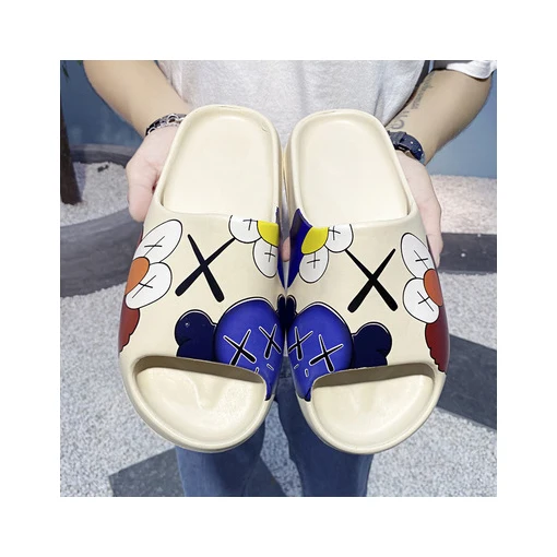 

2020 Summer Skull Slides Men's No Logo Graffiti Slippers Beige Slippers