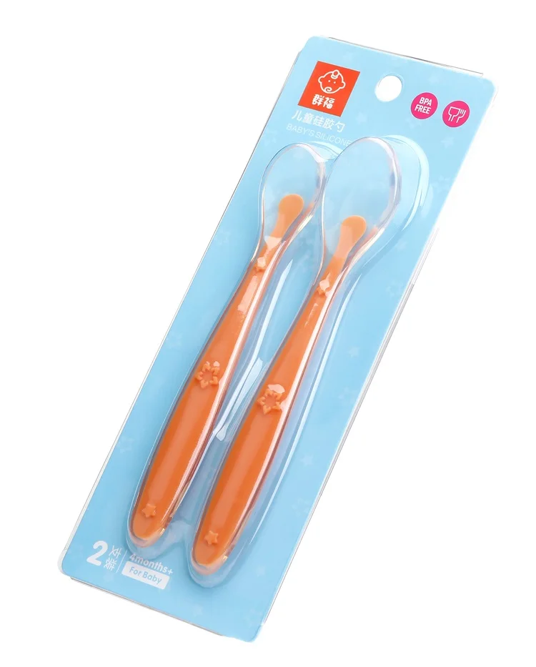 

2Pcs Baby Silicone Spoon New Design Infant Newborn Small Feeding Spoon And Fork, Blue