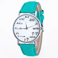 

Fashion Girls Pattern Mathematical Formula Math Symbols Faux Leather Analog Quartz Watch Wristwatch Reloj mujer