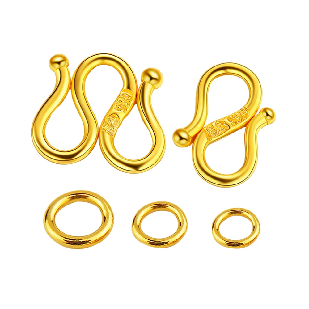 

24K Solid Gold Jewelry S Hook Clasp for Jewelry Making Components Set