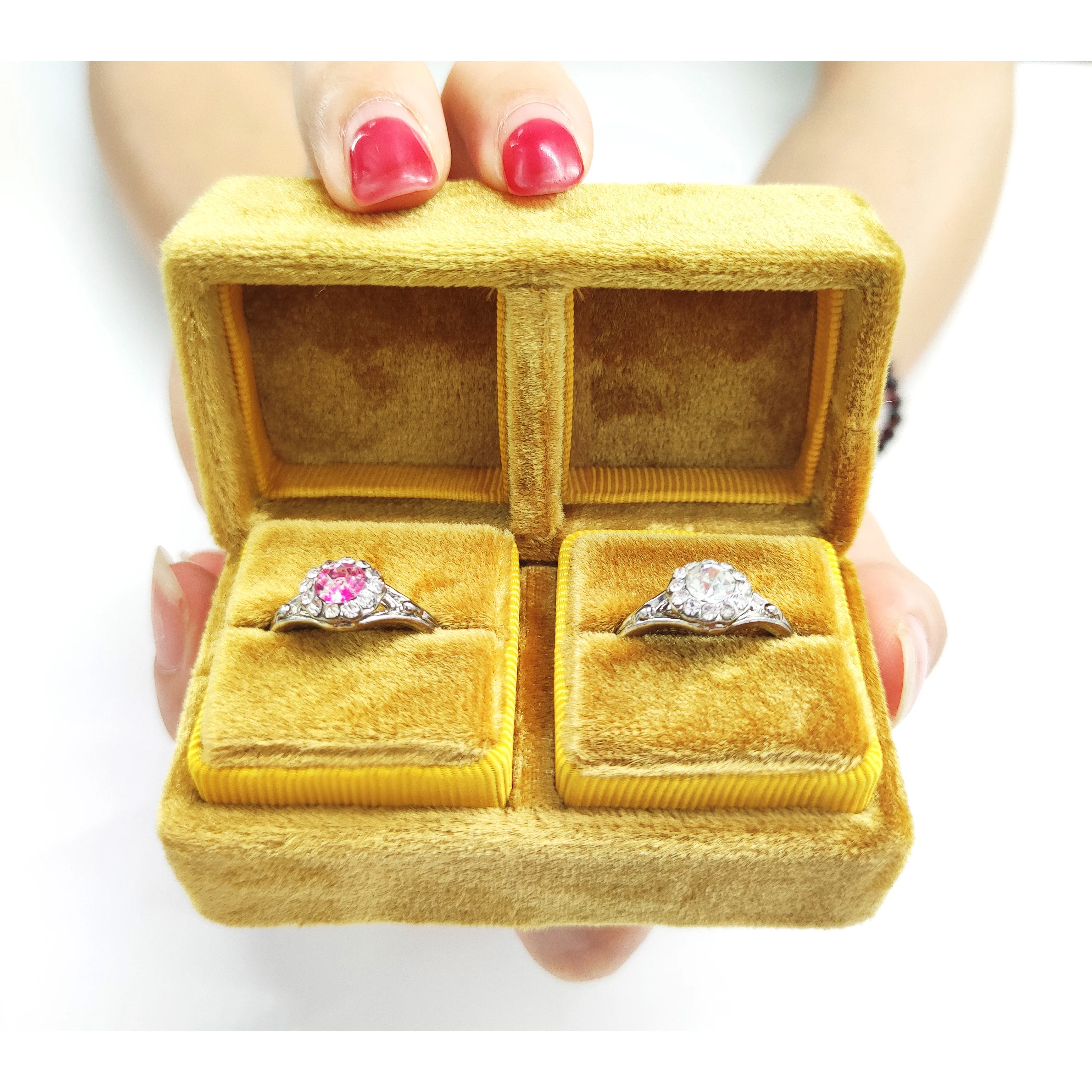 

New velvet ring box flannelette ring box jewelry packing support velvet color card customization No MOQ LOGO custom, Customized
