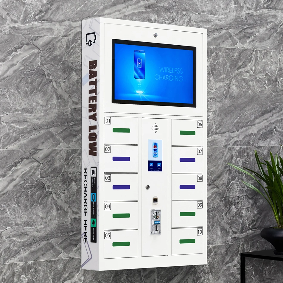 
coin operated cell phone charging kiosk / mobile phone charging locker station 