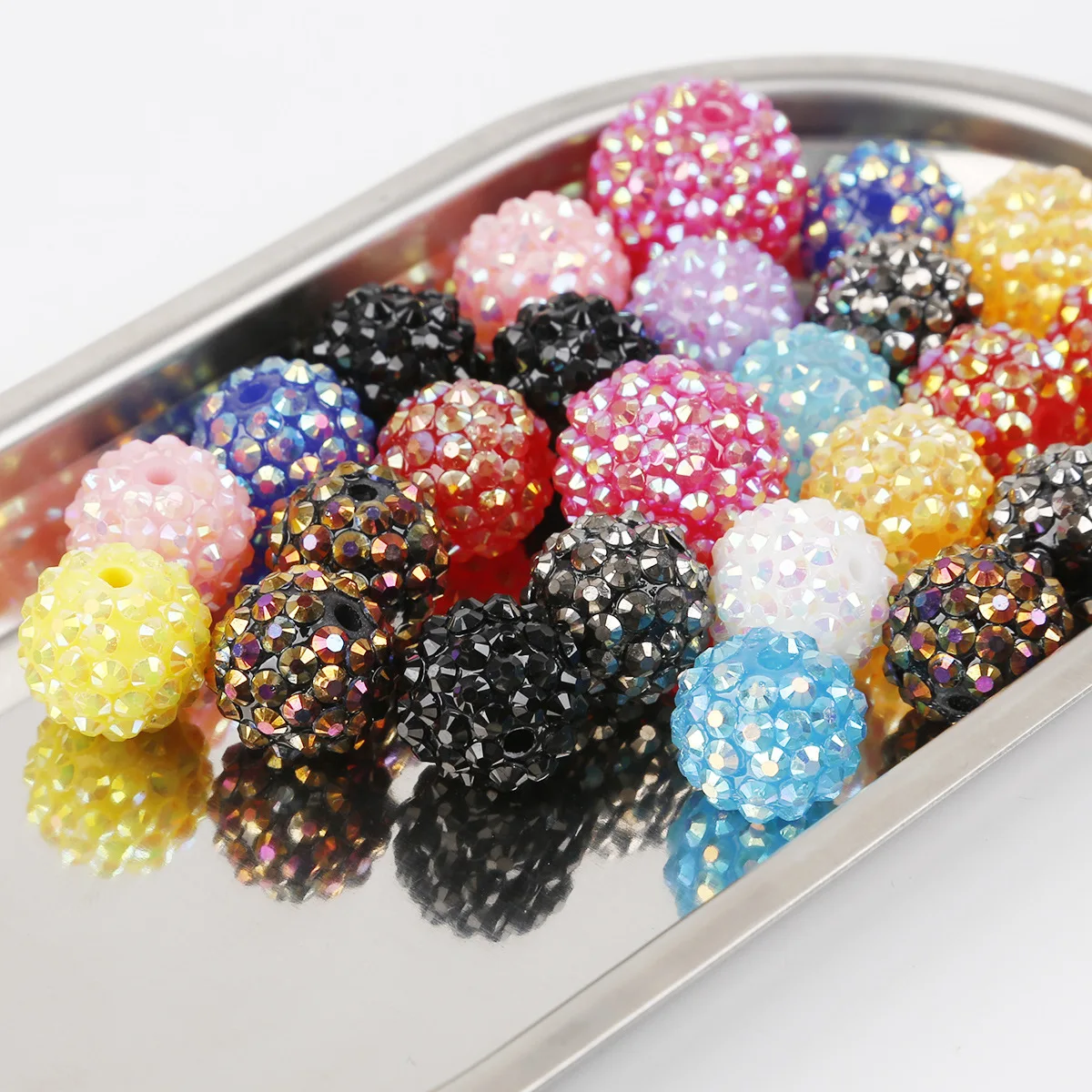 

Hot Sales 12mm Resin Rhinestone Round Bubblegum Beads AB Colors Chunky Resin Rhinestone Ball Beads