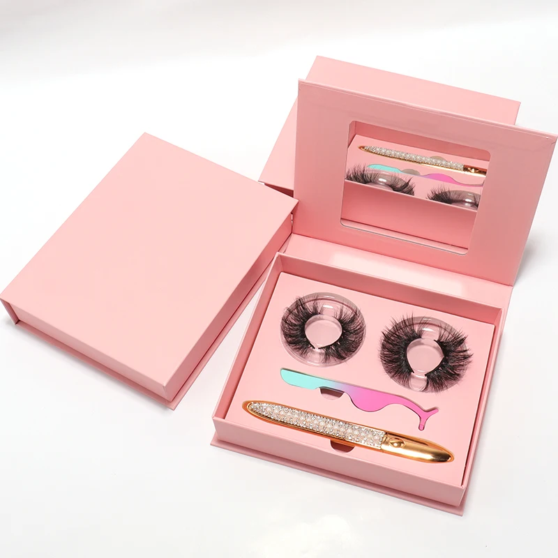 

2021new design customized box with tweezers 100% mink eyelashes mink private label