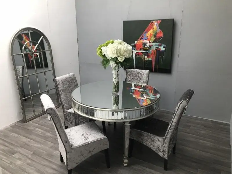 small mirrored dining table