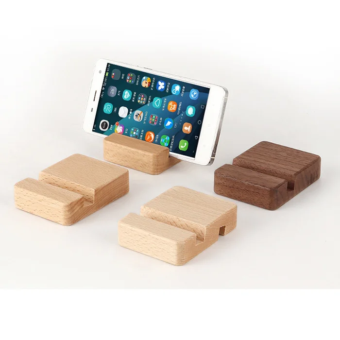 portable wooden cell phone holder for desk mobile phone stand custom logo