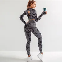 

Seamlss Fitness gym yoga wear suit camouflage top leggings pants for women