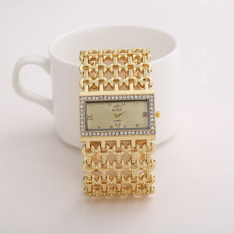 

Square Wide Band Women'S Bracelet Watch With High Quality Diamond Bracelet Quartz Watch, 3 colors