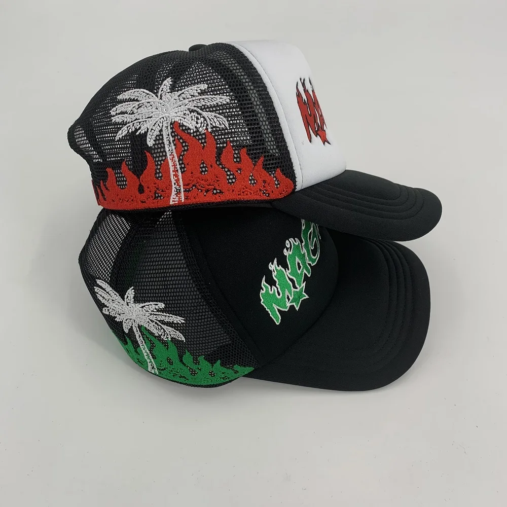 

Custom high quality embroidery trucker hats trucker caps with screen printing logo plain foam trucker caps breathable hat