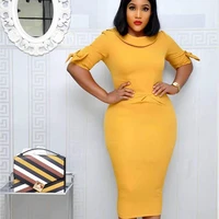

Round Collar Bandage Women Office Dress Style