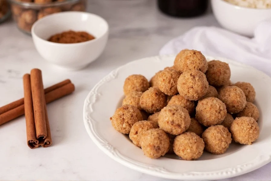 Close-up of cinnamon sugar coating on freshly baked cinnamon bites