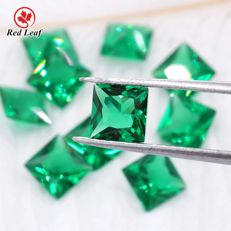 

Redleaf Jewelry sells high-quality Emerald green Synthetic nano gemstone emerald Square gem for jewelry making