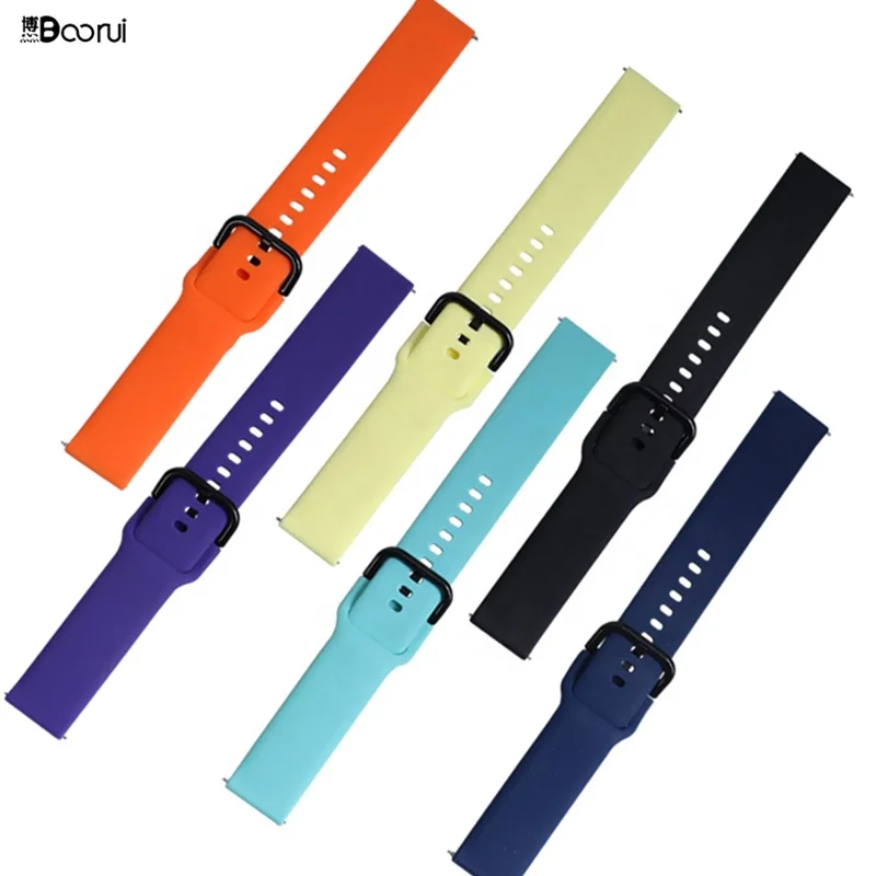 

BOORUI watch strap Silicone Solid Colorful band for huawei gt2e strap Black buckle wrist strap for huawei gt2 pro strap, 10 colors option