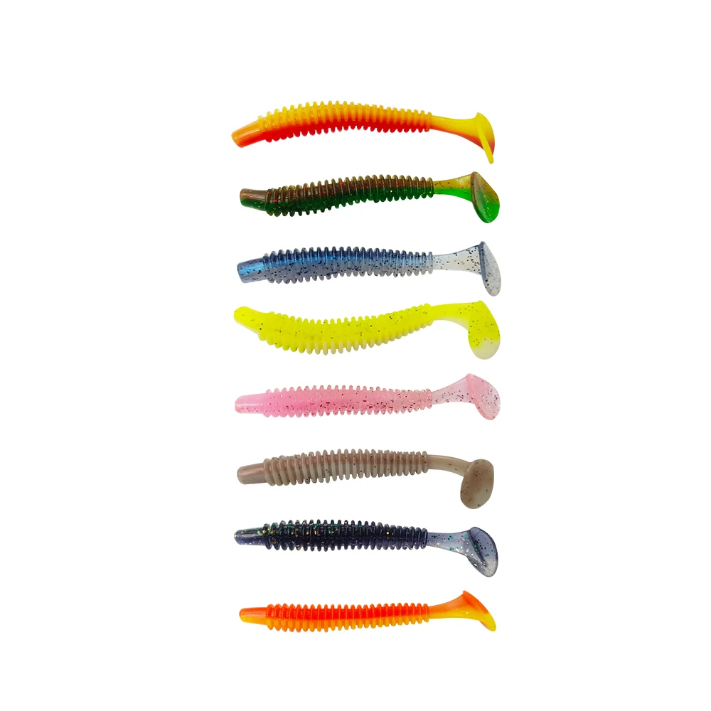 

Leading 1.5g 6cm Soft Lure T Tail Worms Lure Artificial Fishing Lure, 8 colors glow bait