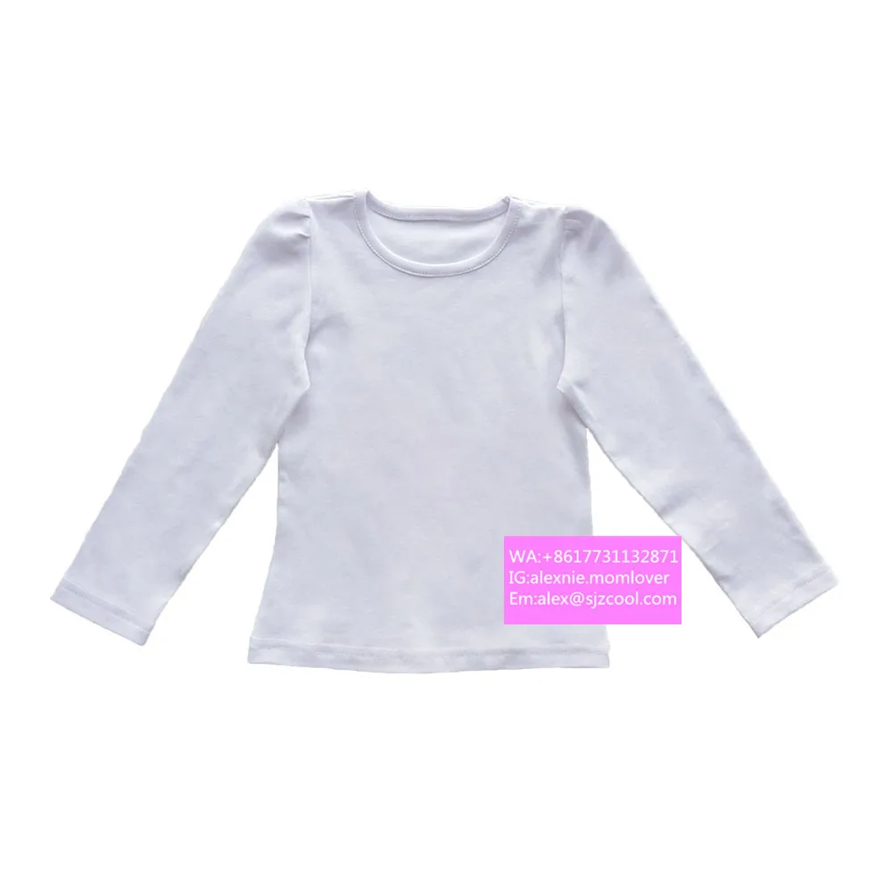 

Custom blank girls puffy sleeves Tshirts toddler tshirts long sleeve puff sleeves white 100% combed cotton t shirts, White,pink, baby blue,black,gray