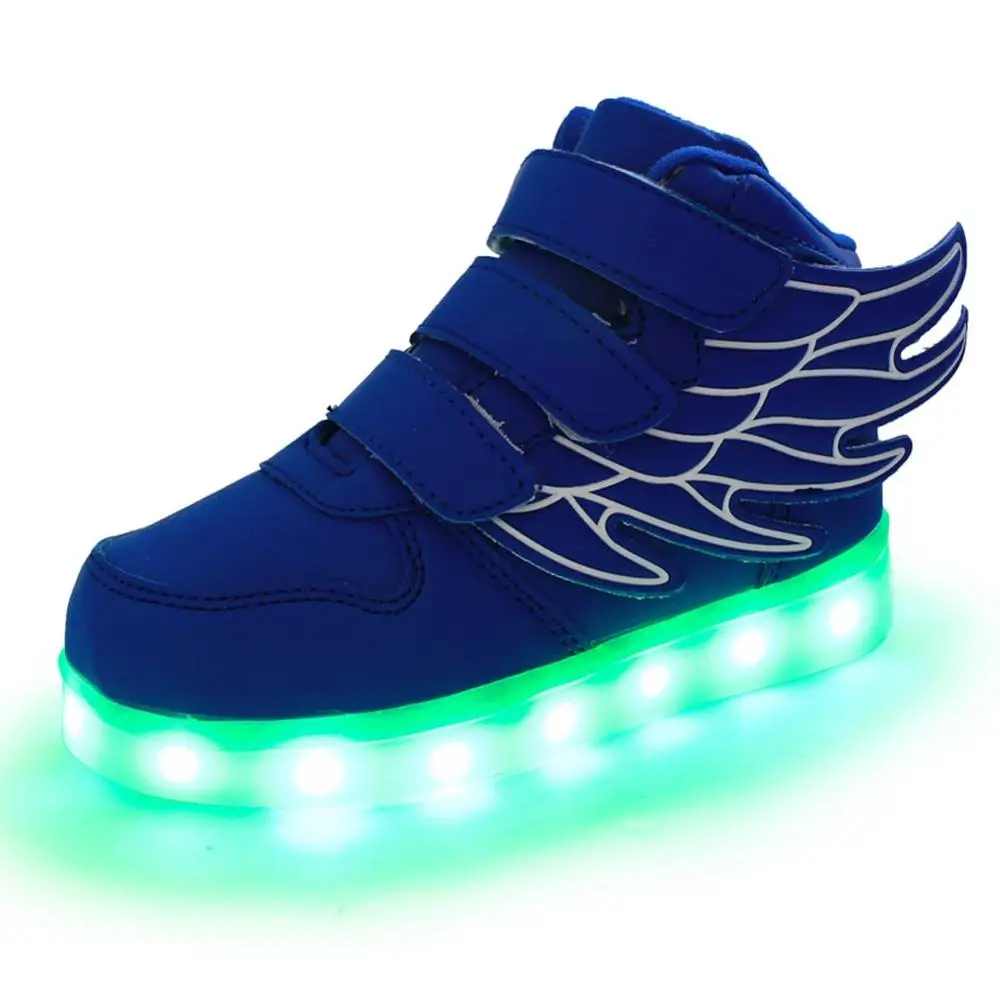 

Wholesale Fashion Usb PU Kids Girl/Boy Casual Shoes Wing LED Kids Light Up Shoes