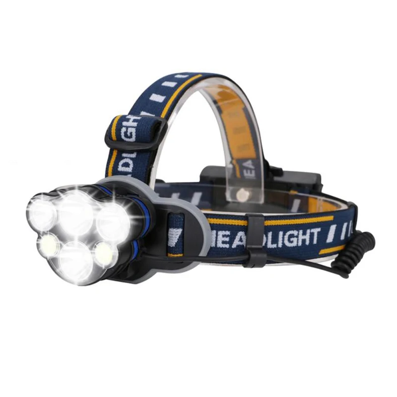 

LED Work Headlamp USB Rechargeable Waterproof Head Flashlight XML-T6+COB 6LED Light Headlamp, Black