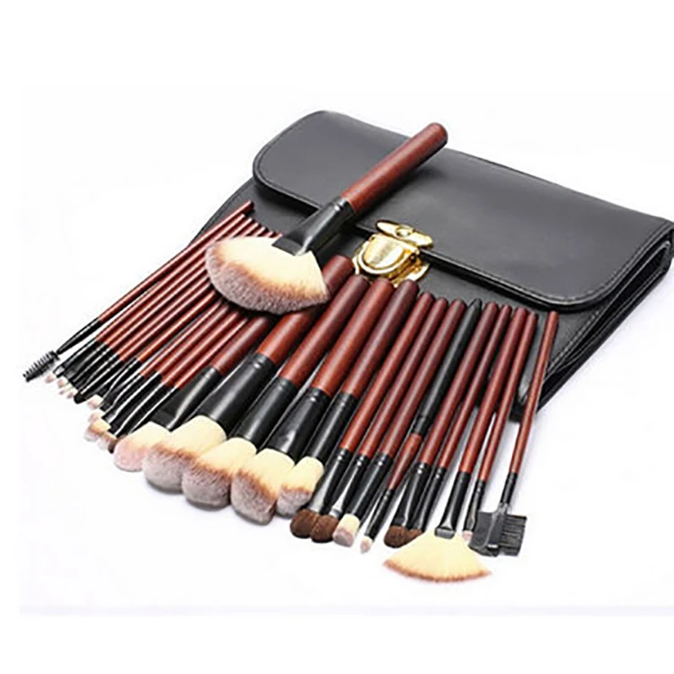 

New Beauty Tools Animal Hair Imitating Mahogany 26Pcs Makeup Brush Set With Bag