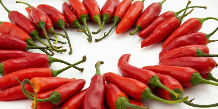 Chef slicing Mirasol chili peppers on cutting board