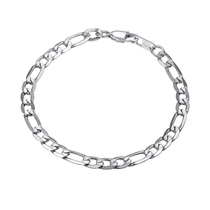 

Men Women Children Stainless Steel Figaro Link Chain Bracelet, Silver/gold/black/rose gold