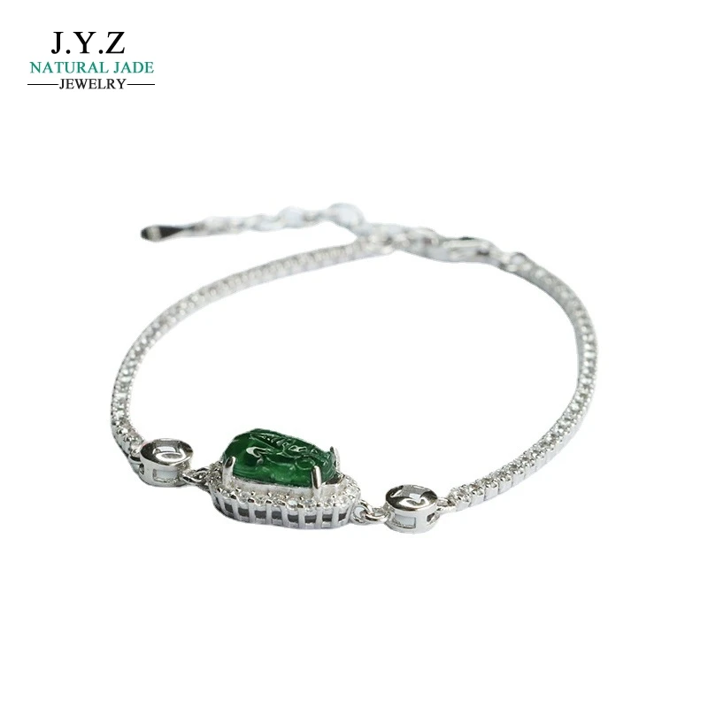 

S925 Silver Inlay Natural Emerald Bracelet Ice-Like Emperor Green Pixiu Bracelet Factory Wholesale FC3060113