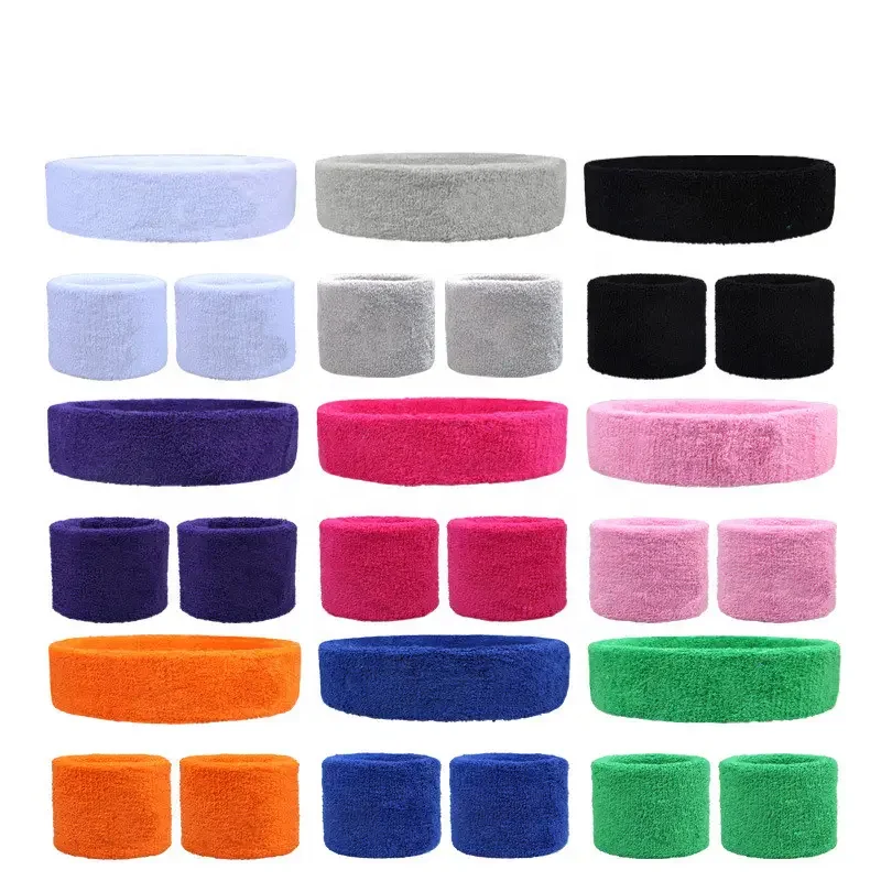 

Cotton hairband wristband sets unisex sporty hair accessories