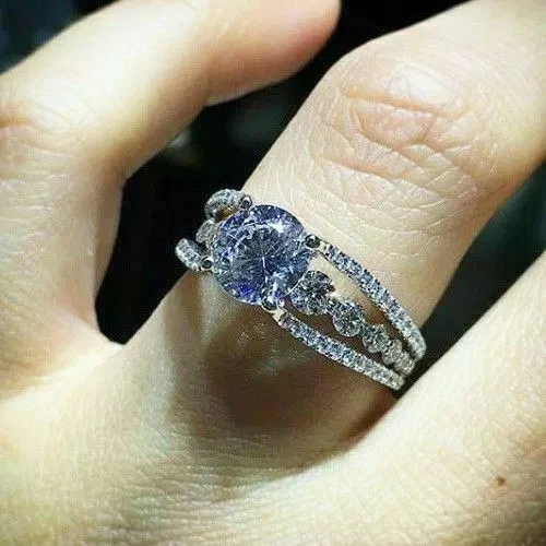 

CAOSHI Hollow Design 925 Silver Coating Women Bridal Crystal Imitate Moissanite Lab Diamonds Wedding Engagement ring
