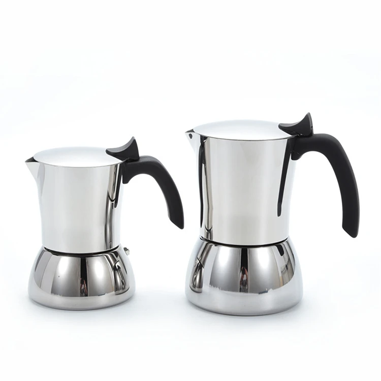

New Arrivals Moka Italian Coffee Maker Stainless Steel Stovetop Espresso Maker Percolator Moka Pot 4/6/9 Cups, Silver