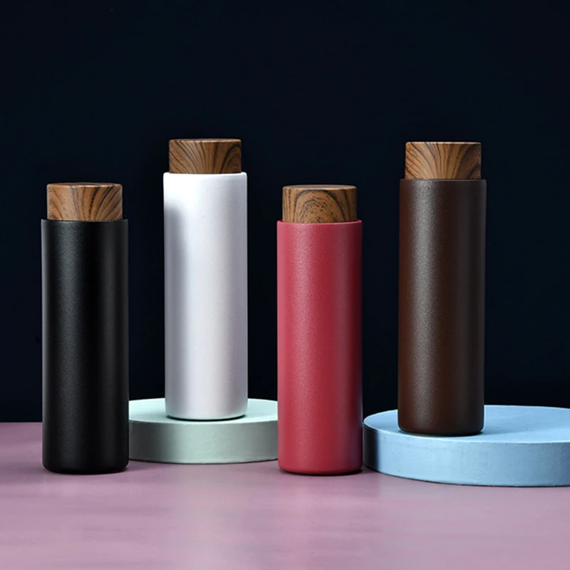 

New Design Wood Grain Lid Stainless Steel Tea Thermos, Same as picture, custom