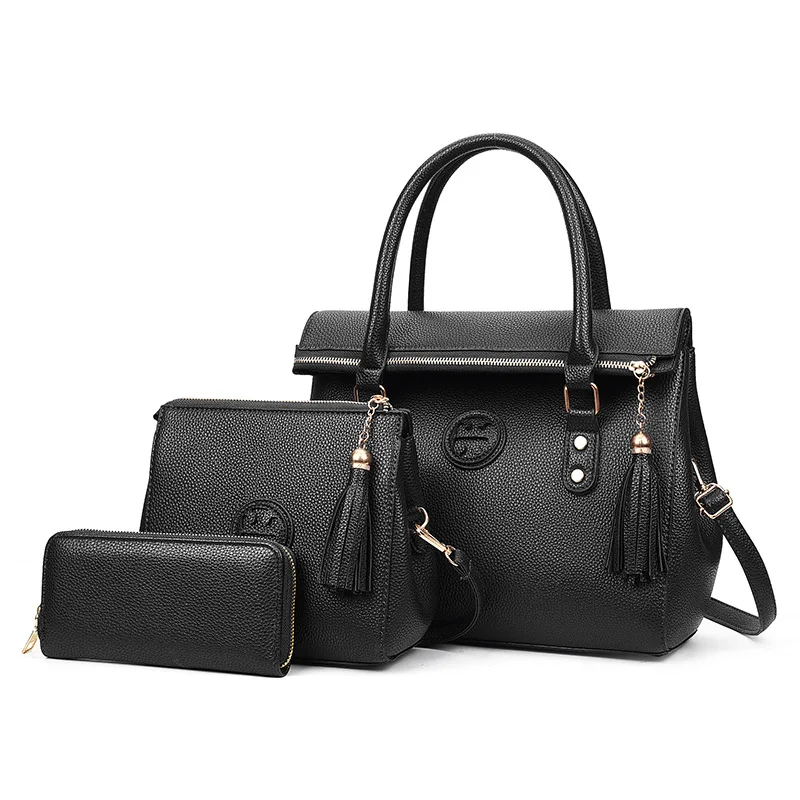 

2021 Latest Design High Quality Ladies Shoulder Hand Bags Sets PU Leather Women Bag Handbag Set, 5 colors or accept customized
