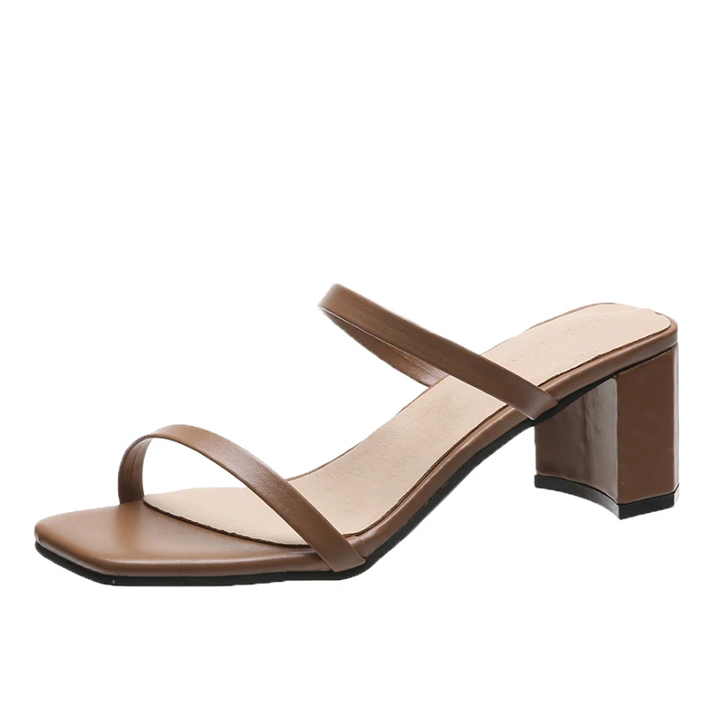 

Hot summer thick heeled ladies high heel sandals pu material slippers, Picture