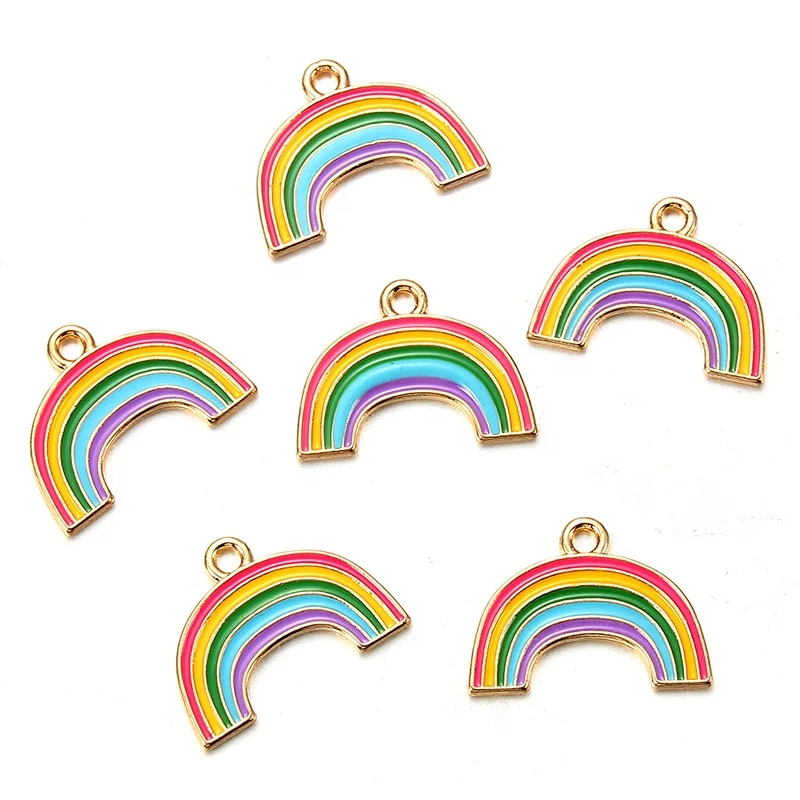 

Hot Sale Enamel Rainbow Charms pendant for bracelet jewelry making alloy rainbow Handmade For necklace Making, Picture show