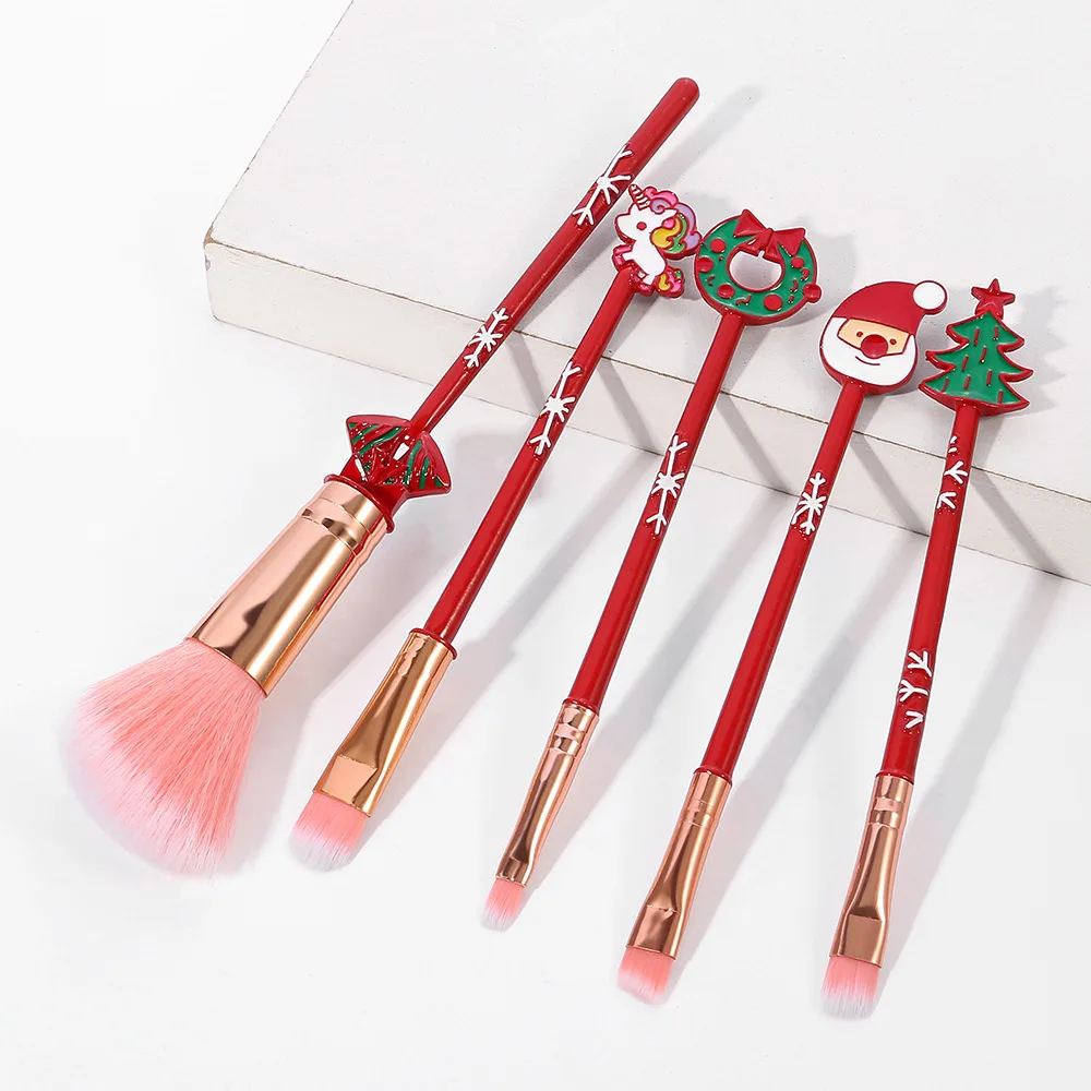 

Factory 5 in 1 Makeup Brushes Set Travel Portable Makeup Brush Christmas Gift Eyebrow Eyeshadow Blush Brushes