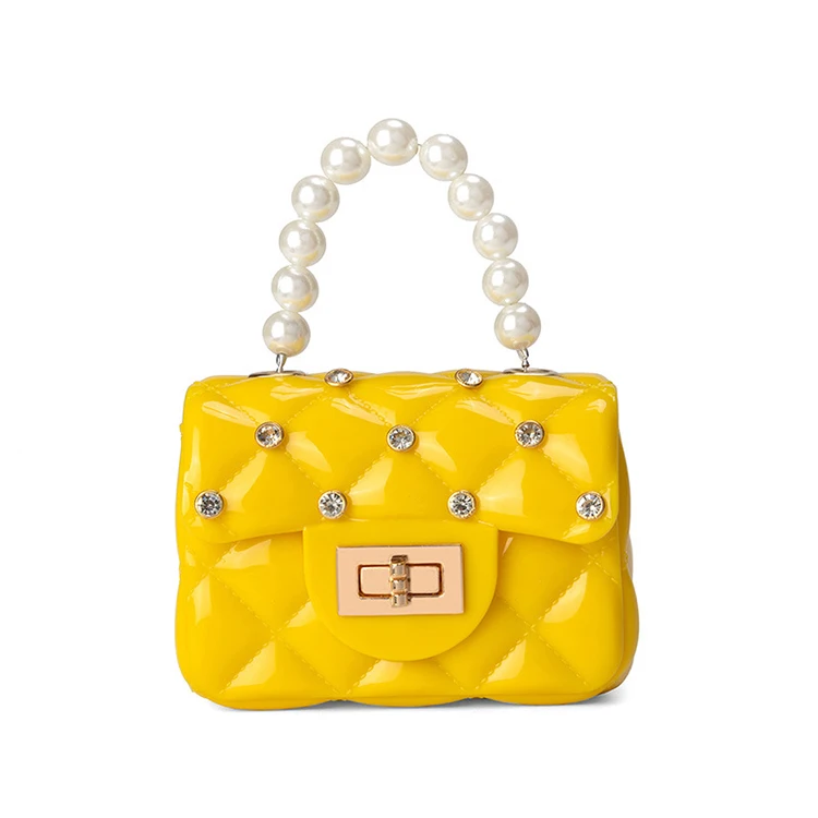 

CL022 2022 Women's bag new pearl rhombus mini shoulder messenger portable chain handbag jelly tote bag pvc